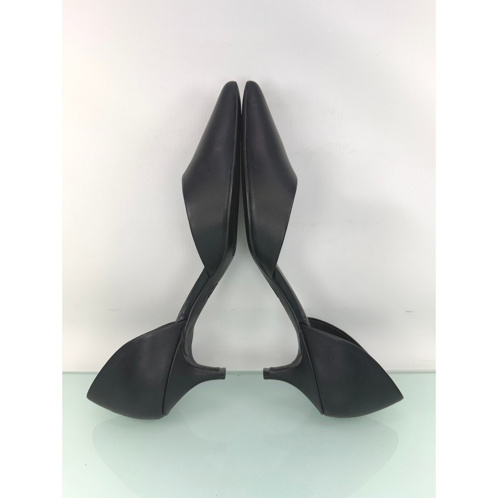 Michael Kors Black Leather Kitten Heel Pumps Sz 8 Pointed Toe office business - Picture 4 of 9